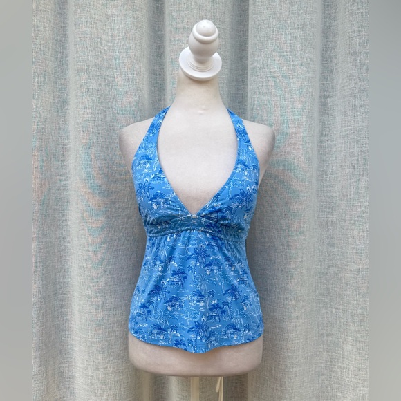 Vineyard Vines Other - Vineyard Vines halter tropical blue tankini swim top